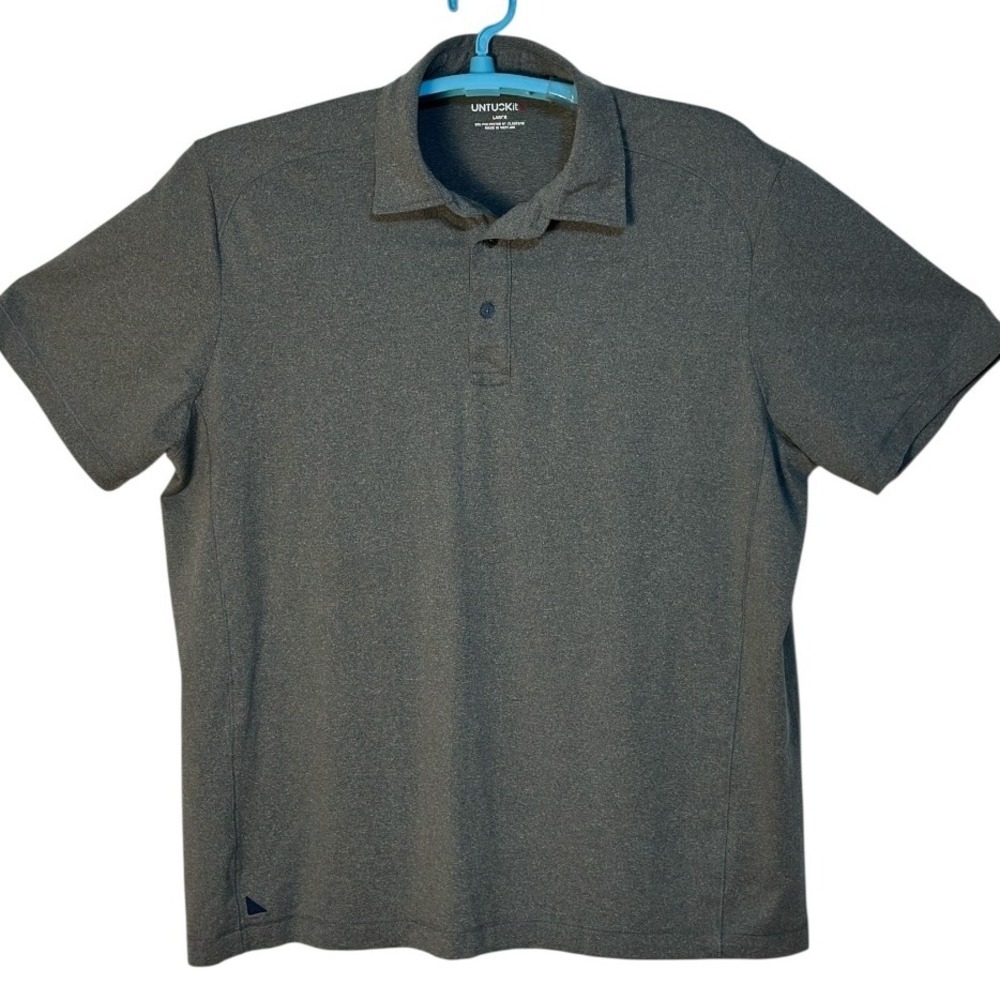UNTUCKIT Clavidor Polo Shirt Gray Short Sleeve Casual Golf L